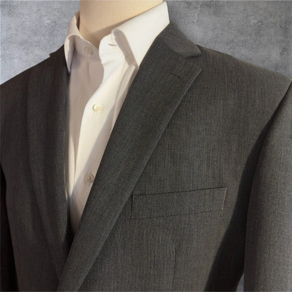 Chaps Men's 44L Gray Blazer Sport Coat Two Button Single Vent Suit Jacket